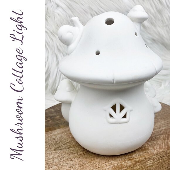 CERAMIC MUSHROOM SNAIL FAIRY HOUSE LIGHT LAMP READY TO PAINT - Picture 4 of 10